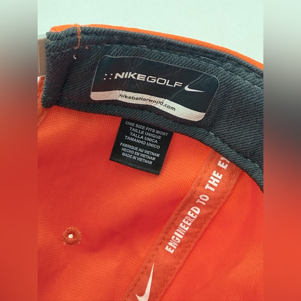 Nike Golf Hat Cap Orange Snapback Adjustable Golf… - image 4